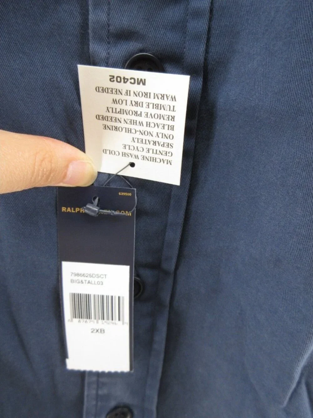 VGT Polo Ralph Lauren Shirt 2XB Big Navy Button Up Workwear Utility Y2K